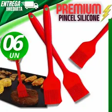 Conjunto Kit 6 Pincéis de Silicone Premium 25,2Cm Resistência 230° Casa Cozinha Restaurante  Cozinha