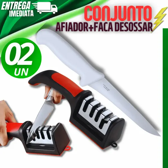 Kit 02 Un Afiador Amolador Facas Multiuso Faca Desossar Variáveis Utilidade Linha Resistente Premium