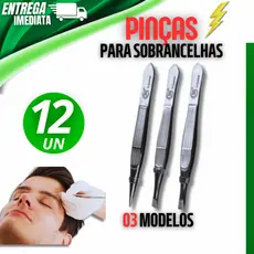 Conjunto Jogo 12 Pinça Profissional Aço Inoxidável  Sobrancelha Remoção De Pelos Sobrancelha Premium