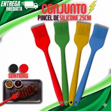 Conjunto De Pincéis Silicone Culinário 25cm Massas Carnes Ovos Confeitaria