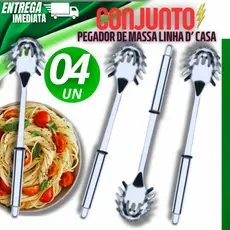 Kit 4 unidades Pegador de Massas Linha Premiun Aço Inox Macarrão Lasanha Variáveis utilidade cozinha