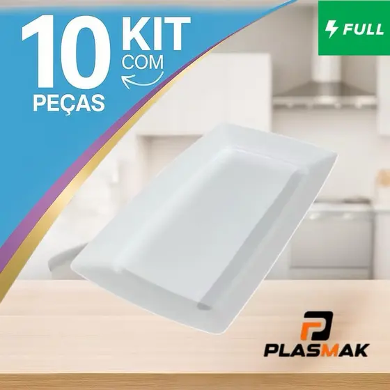 Kit 10 Bandejas Petisqueiras Plástico brancas perfeita para Lanches Porções Petiscos Espetinhos Bares Restaurantes Paste
