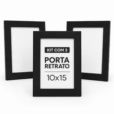 Kit 3 Porta Retratos Com Molduras 10x15cm Frente em Vidro e Fundo com Suporte Para Fotos Sala Quarto Casamentos