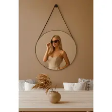 Espelho Redondo Decorativo Adnet Com Alça de Parede 60cm 50cm 40cm 30cm Sala Quarto Banheiro