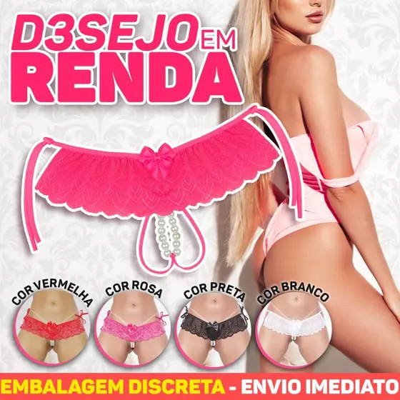 CALCINHA FIO TANGA COM PÉROLAS TRASEIRA FEMININA E ÚNICA