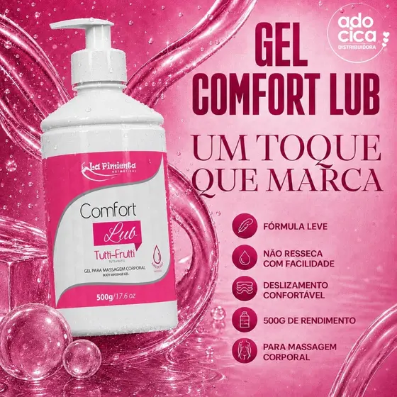 GEL COMFORT LUB COM FÓRMULA SEGURA PARA USO DIÁRIO E TOQUE DESLIZANTE