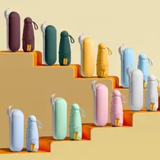 Guarda-Chuva Mini Capsula 5 Dobras - Para Sol e Chuva, Várias Cores e Acompanha Estojo