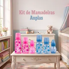 Kit Mamadeiras Bebê Infantil Enxoval 3 Peças Bico Pvc 240/140/60ml Petita Anplas