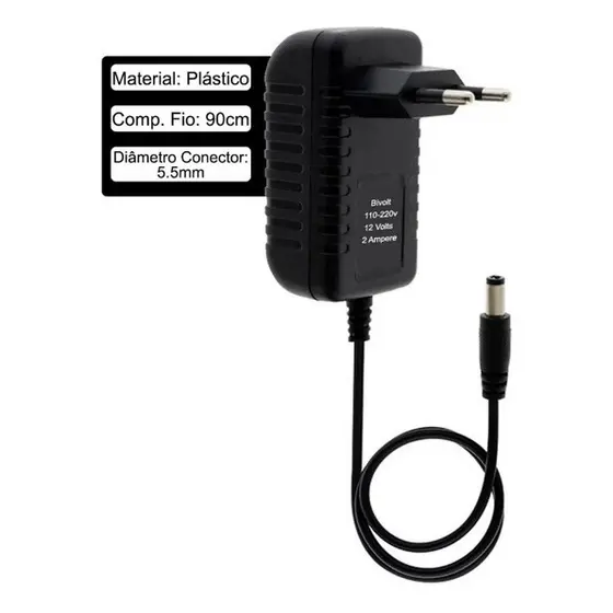 Fonte de Energia Estabilizada 12V 3A Bivolt com Plug P4 – Para LED e CFTV