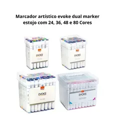 Marcador artístico evoke dual marker estojo com 24, 36, 48 e 80 Cores
