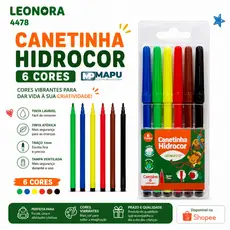 Escolha entre 10, 20 ou 30 und de Canetinha Hidrográfica 6 Cores Hidrocor Canetinhas Escolar Leo&Leo