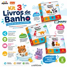 Kit 3 livros de Banho para Bebês