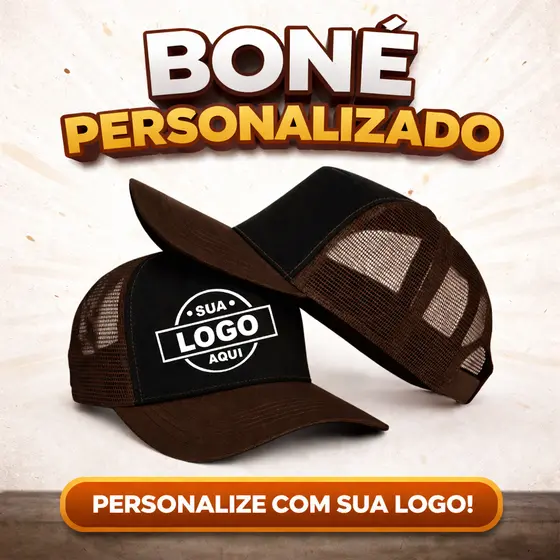 Boné Personalizado Com Seu Logo Boné Super Cap Telinha Aba Curva Unissex Pré-Encomenda Trucker