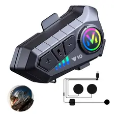 Fone De Ouvido Comunicador Para Capacete Moto À Prova D'água RGB Sem Fio