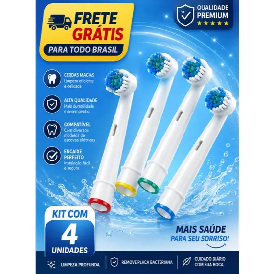 Kit com 4/ 8/12  Escovas Refil Compatíveis com Escova Elétrica  Oral-B Braun Vitality Pro 1000 2000 3000 Precision Clean