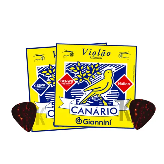 Encordoamento Canário by Giannini Para Violão C/ Bolinha - Aço / Náilon + Palheta