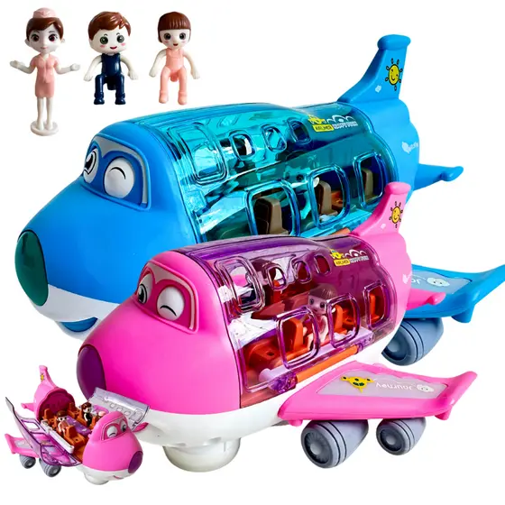 Avião De Brinquedo Musical Bate Volta Infantil Luz Gira 360°