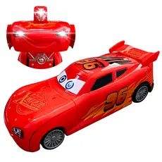 Carrinho Relampago Mcqueen Vira Robo Com Luz Som Bate Volta