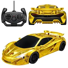Carrinho Controle Remoto Dourado Prateado Com Luz De Led Esportivo