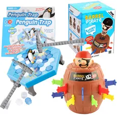 Kit Jogo Pinguim Numa Fria Quebra Gelo Barril Pirata Pula