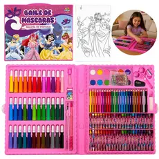 Kit Estojo Maleta De Pintura Menina Princesas Kit Completo 150 Peças Colorir
