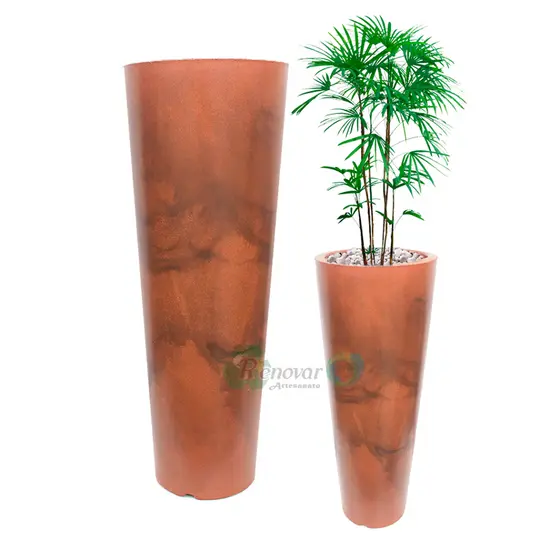 Vaso Cone Planta Luxo Decorativo Marmorizado Polietileno N:2