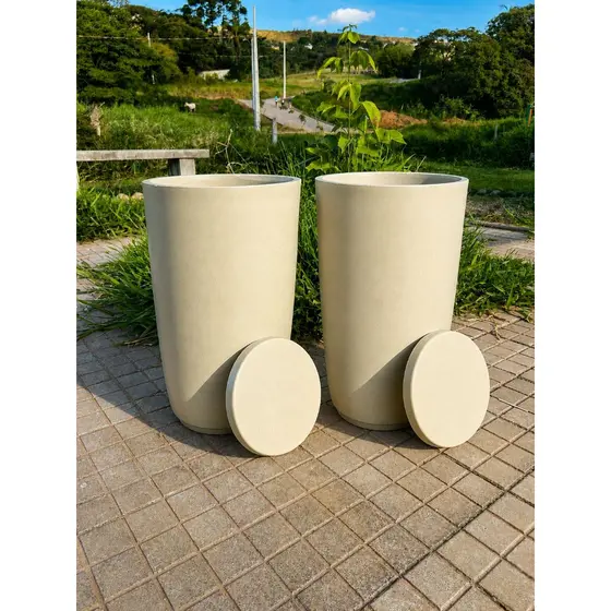 kit 2 Vaso De Planta  Polietileno Coluna Lisa Luxo  Médio n3