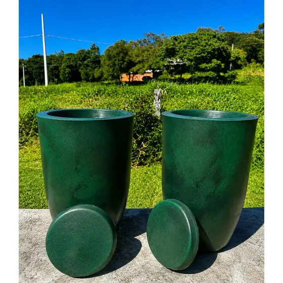 Kit 2 Vaso De Planta Cone Brilhante Luxo Decorativo PP