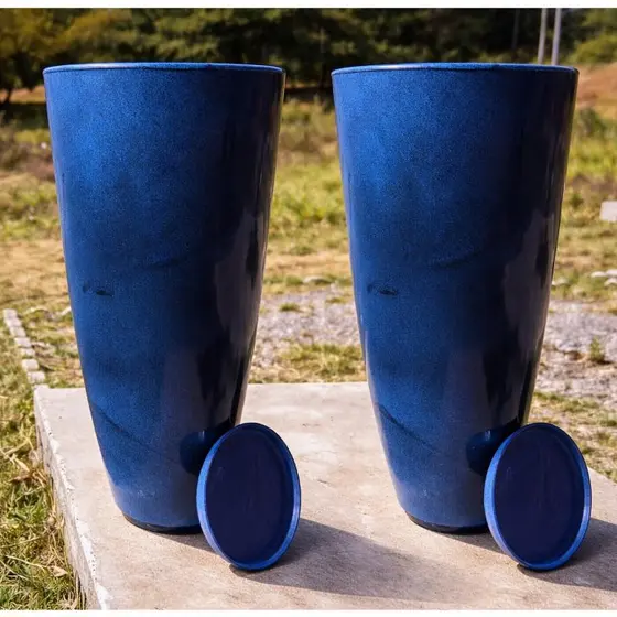 KIT 2 Vaso De Planta Cone Brilhante Luxo Decorativo M