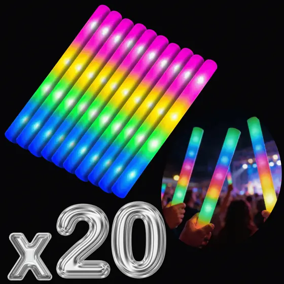 kit 5 10 15 20 un Bastão Led Espuma Festa Neon Balada Formatura Casamentos