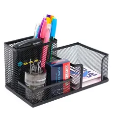 Organizador de Mesa Porta Caneta Multiuso Lápis Nicho de Escritório Com 3 Divisórias Escritório