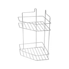 Suporte porta shampoo condicionador 2 andares 32 x 14 cm canto de parede aço cromado