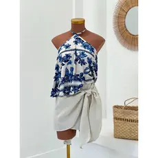 BATA MARI - blusa feminina tendencia estampa  flores verão tropical fa