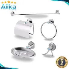 kit para banheiro 5 peças metal cromado saboneteira porta sabonete porta toalhas papeleira porta papel higiênico