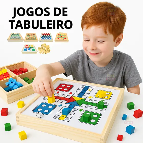 Jogo de Tabuleiro Educativo com Estojo Toy Trade Escolha sua versão Xadrez Dama Ludo Jg Velha Trilha