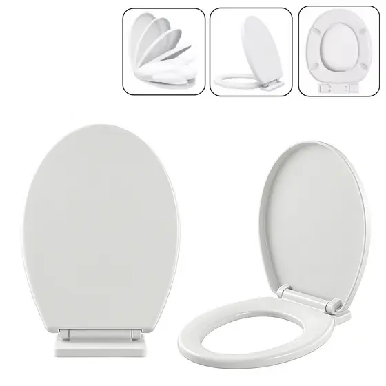 Assento Sanitário Soft Close Tampa de Vaso Privada Oval Anti-ruído Modelo Universal Fechamento Suave -K7