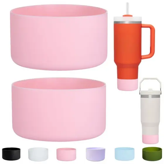 7.5/9cm copo de aço inoxidável tampa de Silicone Base garrafa capa antiderrapante isolamento de água capa protetora