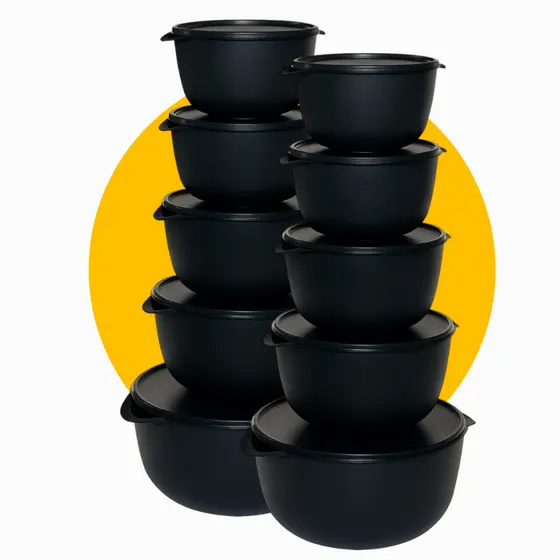 Kit 10 Bowls Potes Hermeticos 2 em 1 Vasilhas BPA Free 10 Potes Grandes Plastico