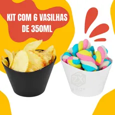 Kit 6 Potes de Sobremesa 350ml Vasilhas Plásticas Resistentes e de Limpar Uso Diário ou Eventos