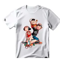 Camiseta Popeye Tatuado Olivia Palito Skate Camisa Unissex