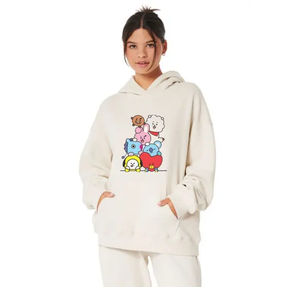 Moletom Canguru Com Capuz Bts BT21 KPOP Army Blusa De Frio Casaco Flanelado Moda Premium Unissex