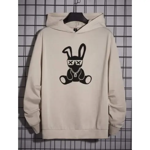 Blusa Moletom Canguru Maculino Coelho Pascoa Coelho De Oculos 100% Algodão
