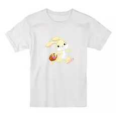 Camiseta Masculina Com Estampa De Páscoa Coelho Com Cesta 100% Algodão