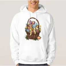 Moletom Masculino Com Capuz Estampa Com Cesto De Ovos De Pascoa 100% Algodão