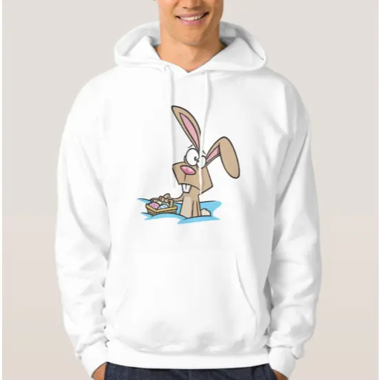 Moletom Masculino Com Capuz Coelhinho De Páscoa Com Cesta 100% Algodão