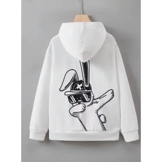 Moletom Masculino Com Capuz Estampado Com Coelho Da Pascoa De Oculos 100% Algodão