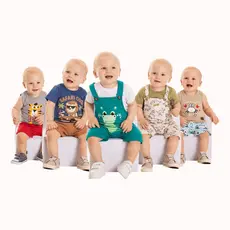 Conjunto Infantil verão shorts de moletinho e camisa meia malha – Bebê – Sortido – verão P M G