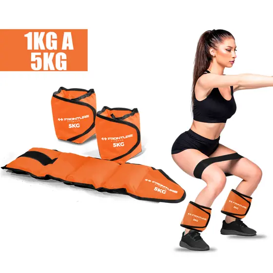 Par de Caneleira Peso 1kg a 5kg Treinar Perna Treino em Casa Academia Tornozeleira Funcional Laranja