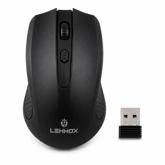 Mouse Óptico Sem Fio Wireless Usb 2.4ghz Ergonômico Para Pc Preto