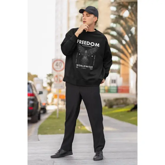 Moletom Careca ``freedom worldwide´´ Unissex Blusa de Frio Feminina Masculina- oversized stretwear